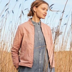 Barbour Mabel Overshirt Jacket Full Zip Bomber Pima Cotton Blush Pink Size 12